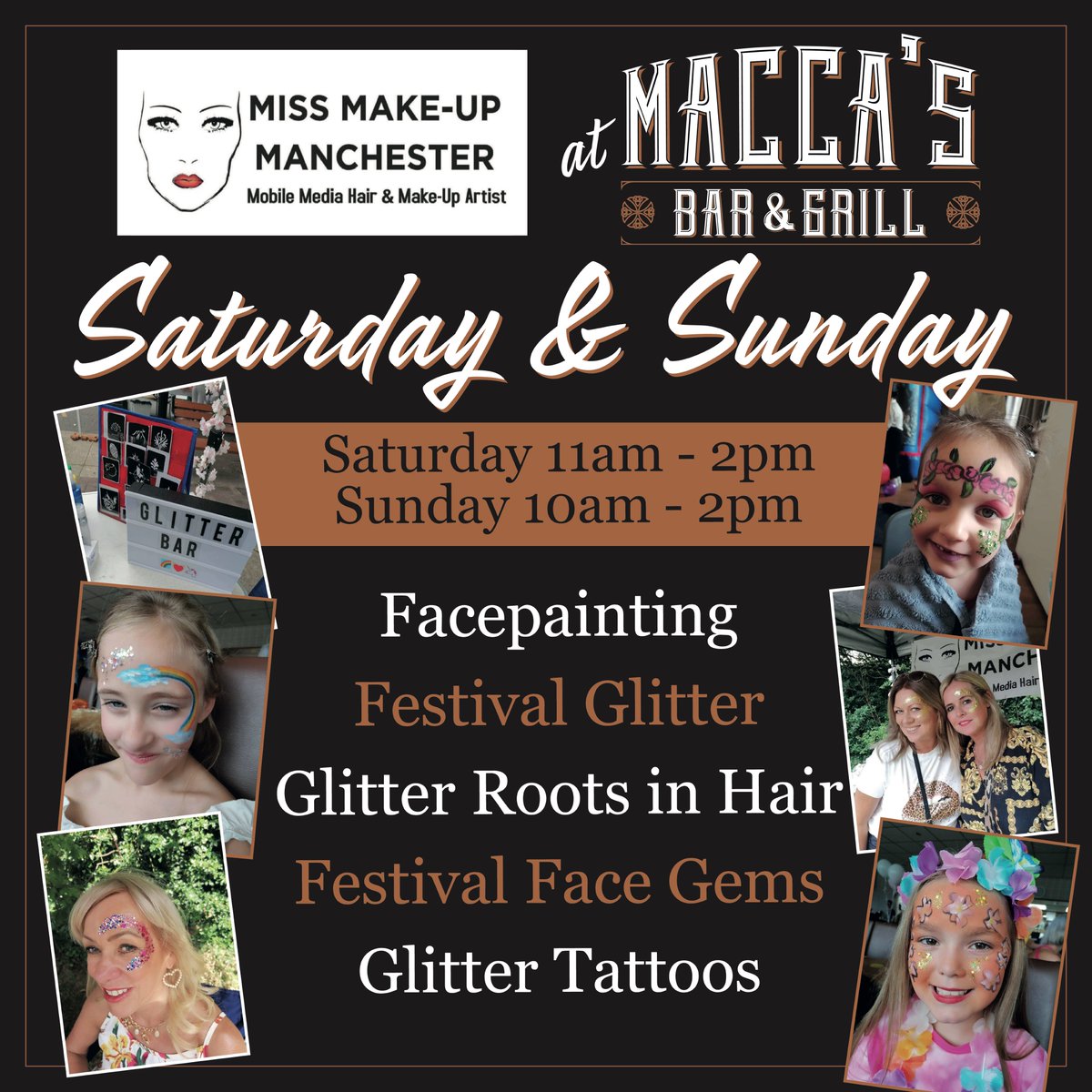 Get your face festival-ready! All non-festival faces also welcome 🐯. Miss Make-Up Manchester will be here today for your Glitter, Hair, Festival Make-Up & Facepainting 🎨 #facepainting #guinness #irishbar #prestwich #prestwichvillage #parklife2023