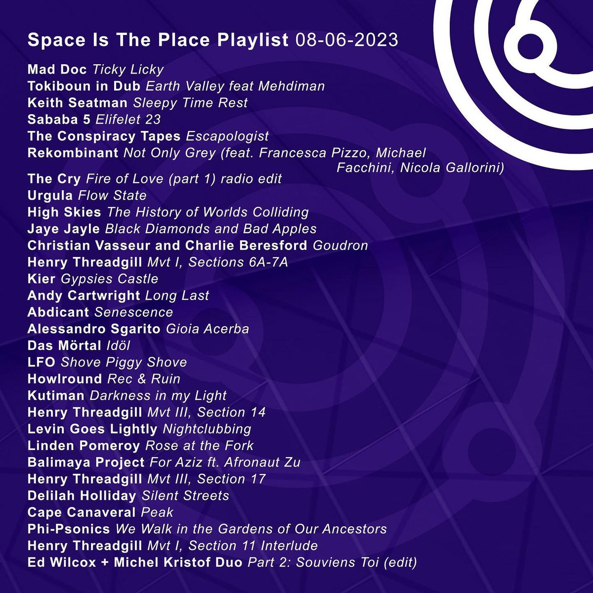 Great labels rep'd on the show this week 08-06-23 @ivo_petrov @RidgeShady @therealmrbongo @Karteltweets @CompostRecords @soil_new @olirecords @Infadinglight @gondwanarecords and more, link to show below...

Podbean: spaceistheplaceradioshow.podbean.com/e/space-is-the… 
Mixcloud: mixcloud.com/SpaceIsThePlac…