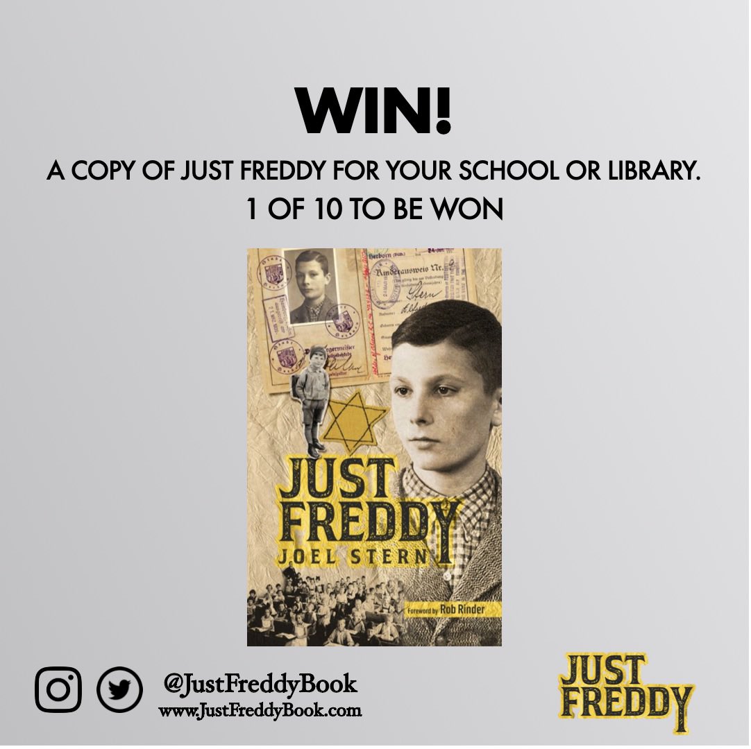 To conclude our celebration of Freddy’s 98th birthday, we’re giving away 10 copies of ‘Just Freddy’ with foreword by @RobbieRinder to school teachers or libraries to aid with their #HolocaustEducation programmes. 

See how to get your copy below 👇