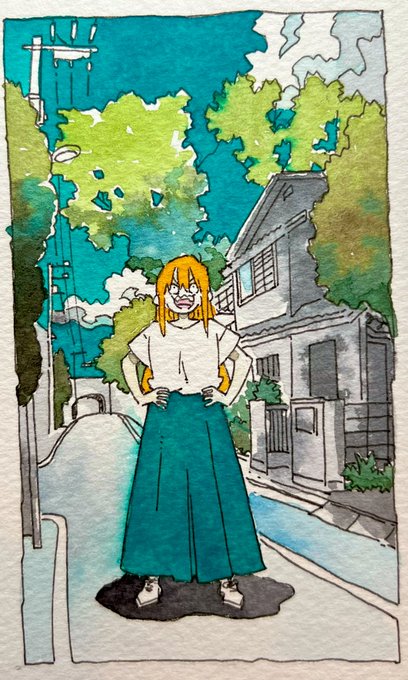 「blue skirt long skirt」 illustration images(Latest)｜5pages