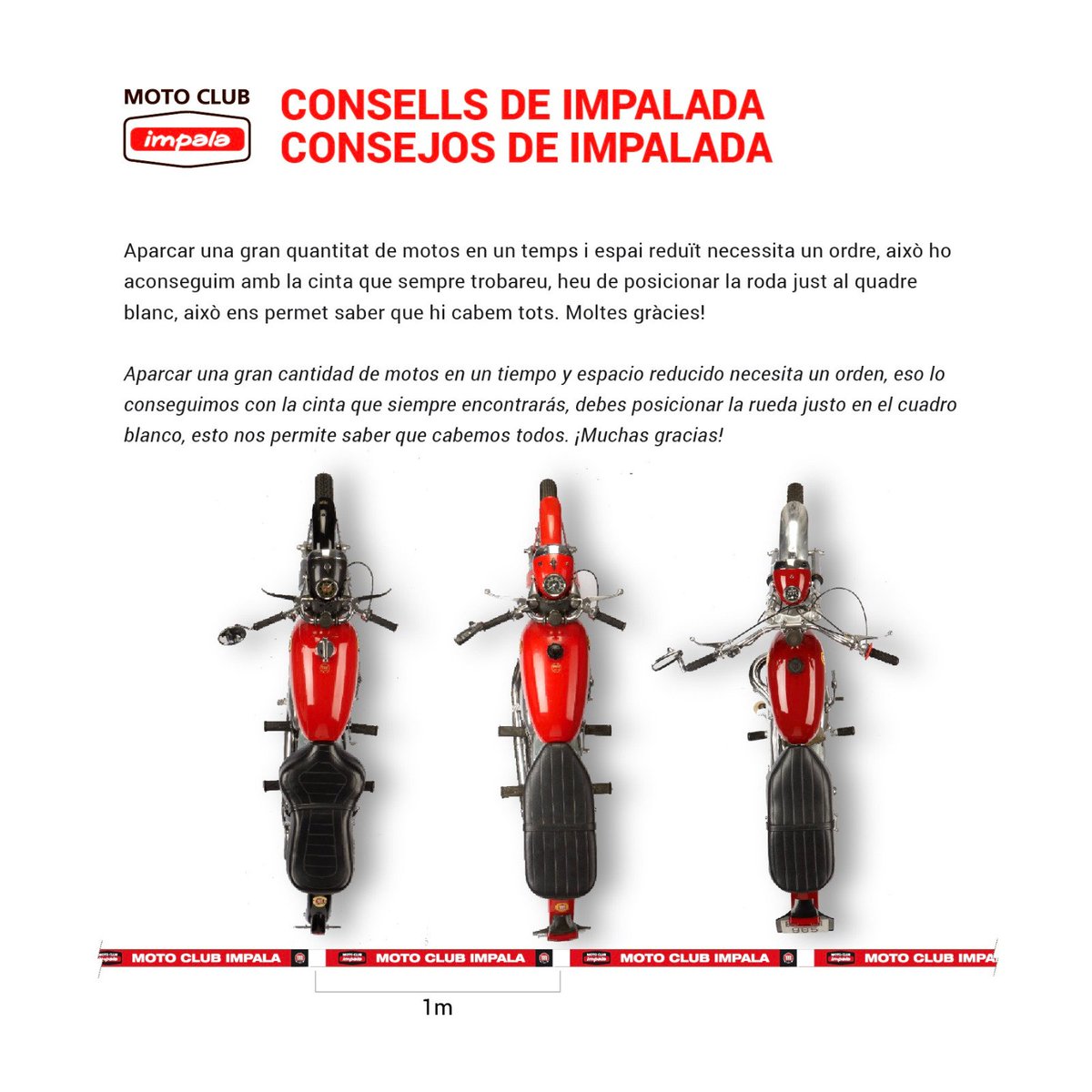 MotoClubImpala's tweet photo. Consells per la #Impalada del 17 de juny. Com aparcar ordenadament 400 Impales? Nosaltres us ho posem fàcil! https://t.co/eBHGjT4lmu