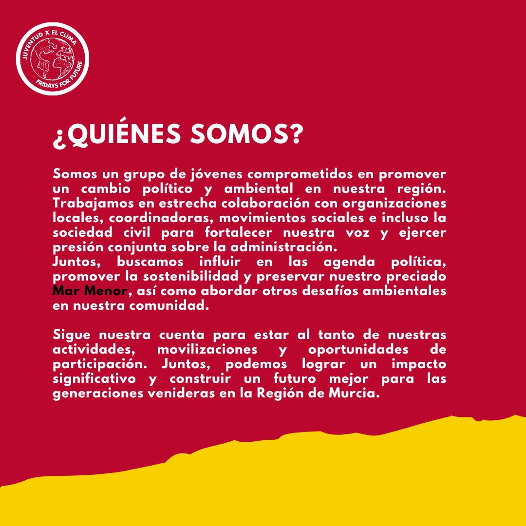 fff_murcia's tweet photo. ¡Hola!👋🏼 

📍Te presentamos la cuenta oficial de Fridays For Future Murcia.

¡Conéctate con nosotros y síguenos en nuestras redes! 🌱

Link en biografía😉 https://t.co/jqlNpxv2Lp