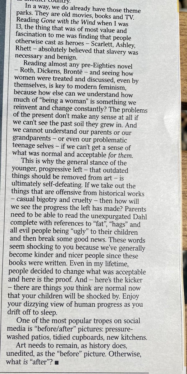AKTurnerauthor's tweet photo. Caitlin Moran in ⁦@thetimes⁩ being typically sane and thoughtful about the modern-day fetish for Bowdlerisng art. https://t.co/jvpp6AUGUR