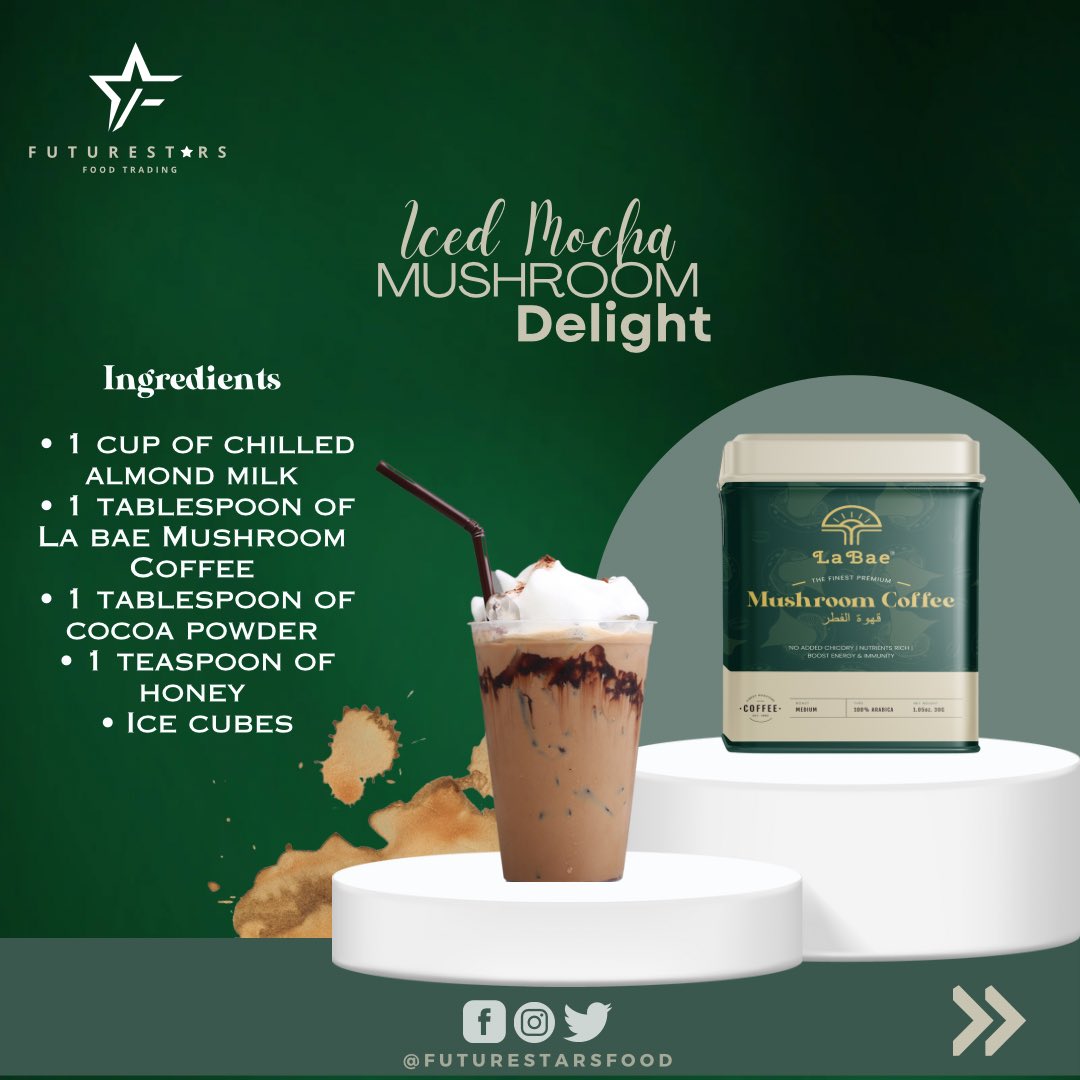 FutureStarsFood's tweet photo. 🌞It’s time to shake up your #beverage game! 🍹🍄 Introducing our brand-new recipe for refreshing summer drinks with #LaBaeMushroomCoffee, exclusively for our #UAE #habibis. Get ready to sip and savor the goodness! 
#MushroomCoffee #FuturestarsFood #CoffeeDubai  #Dietcoffee https://t.co/Y2DMnbVmJS