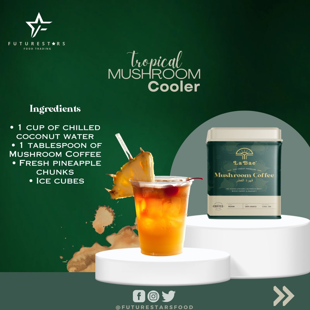 FutureStarsFood's tweet photo. 🌞It’s time to shake up your #beverage game! 🍹🍄 Introducing our brand-new recipe for refreshing summer drinks with #LaBaeMushroomCoffee, exclusively for our #UAE #habibis. Get ready to sip and savor the goodness! 
#MushroomCoffee #FuturestarsFood #CoffeeDubai  #Dietcoffee https://t.co/Y2DMnbVmJS