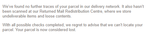 osullivankate's tweet photo. Hey @auspost - this is not good enough. It is not good enough to push the onus back on the recipient and the sender because you cannot keep track of parcels sent in your own system. I waited almost a month. The sender was told it would be delivered (late) by yesterday. https://t.co/PstKljJ20m