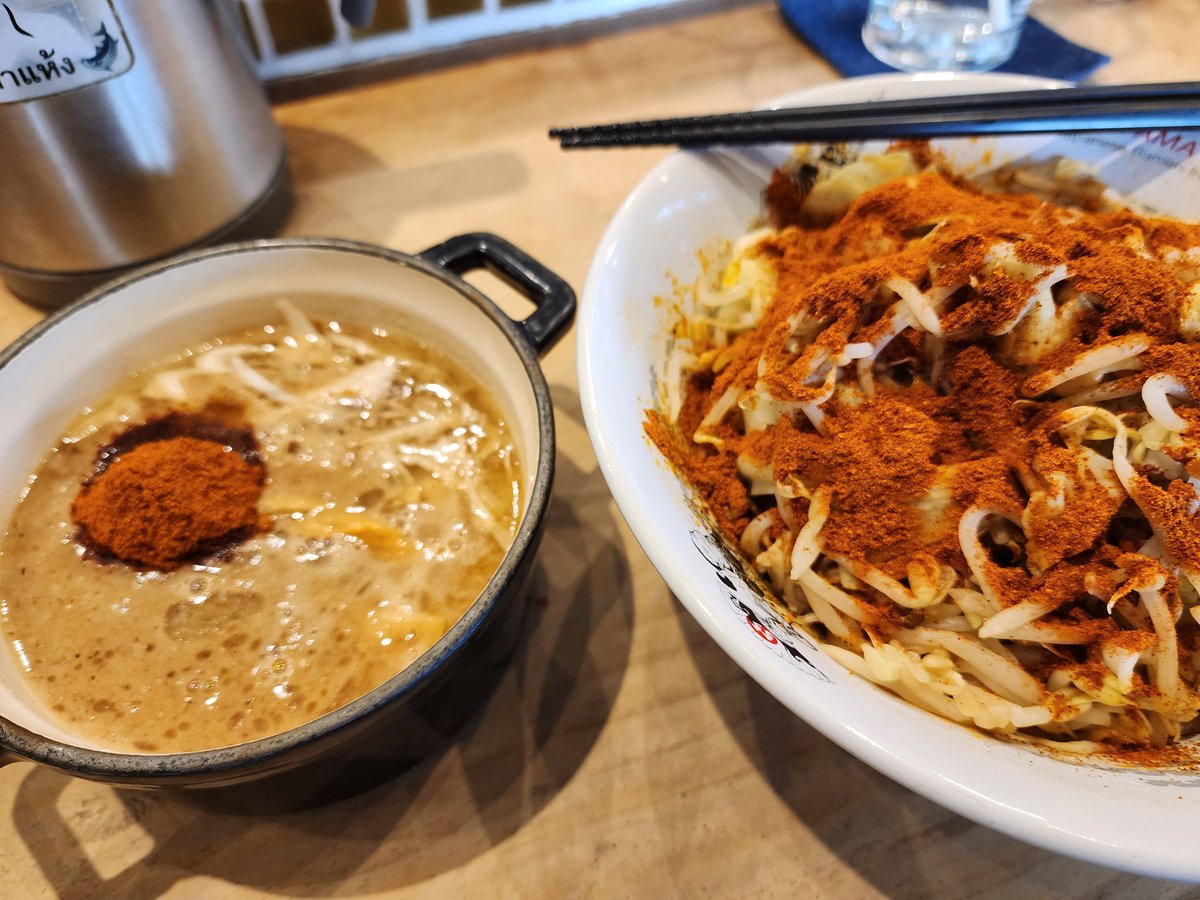 pOngey_'s tweet photo. Ramen shop: How spicy do you want your noods?
Me: Yes.

Been a while since I sat and ate here. Their tsukemen still is the best. https://t.co/8POOVGtGtX