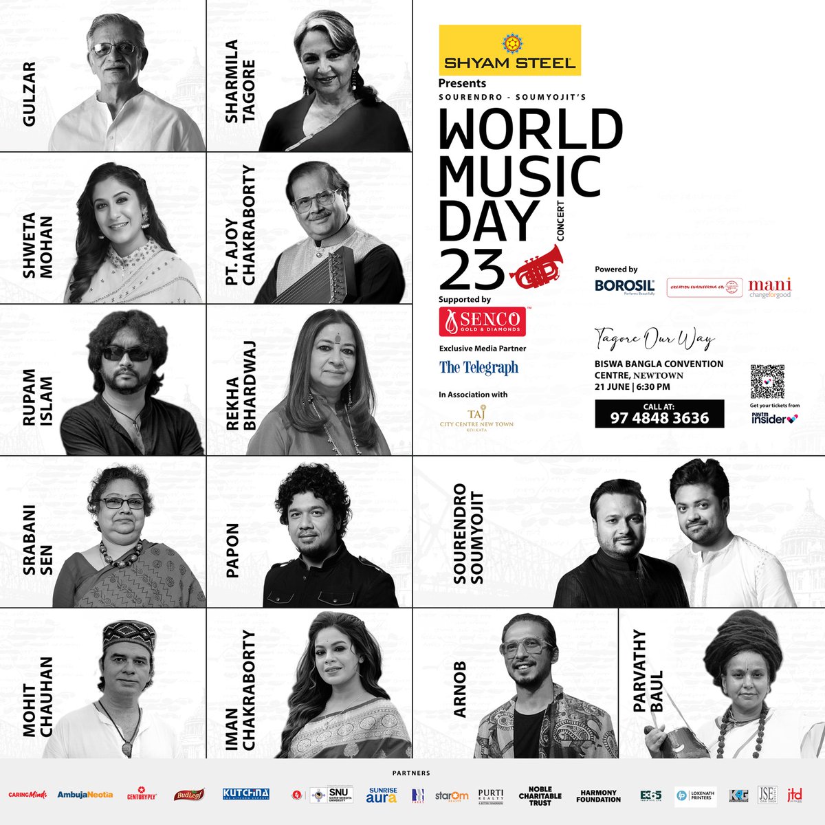 Get your tickets from here :
insider.in/world-music-da…
For Enquiries & Home Delivery of Tickets, Contact - 📷 9748483636

#sourendrosoumyojit #worldmusicday23 #wmd23 #worldmusicday #sands #wmd