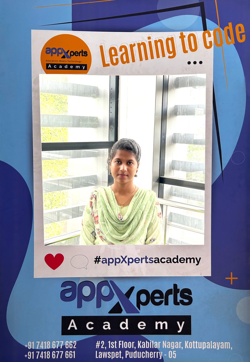 a_appxperts's tweet image. We are happy to onboard Padmavathi K Rajesh khanna JANARTHANAN S anandha padmanaban
Admission open!! Hurry up........
To register. email us at: enquiry@appxpertsacademy.com or call: +91 7418677662
#LearnToCode
#SoftwareEngineer
#AppxpertsAcademy
#EducationMeetsTechnology