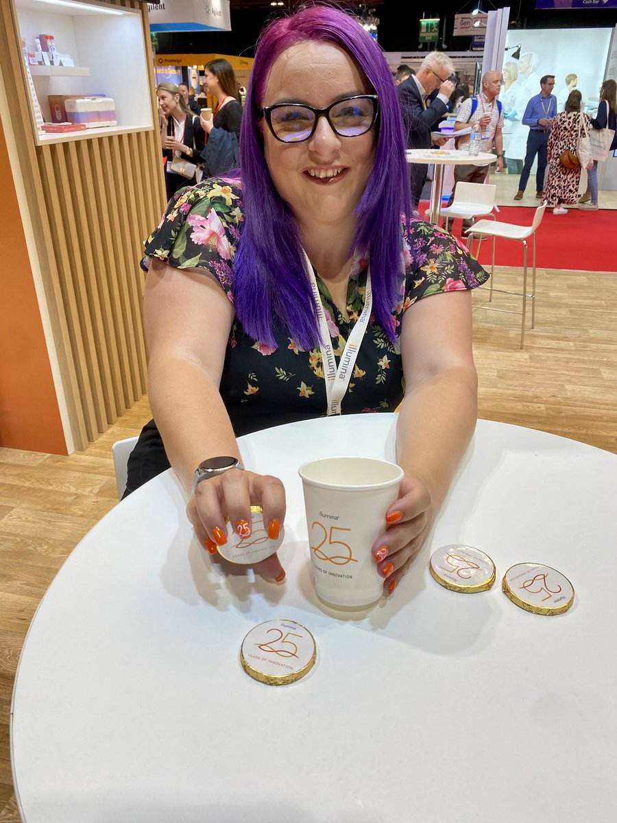 PernilleAlbertu's tweet photo. #ESHG2023 Come have a 25-year anniversary coffee at our beautiful #Illumina booth https://t.co/sJML2gaXED