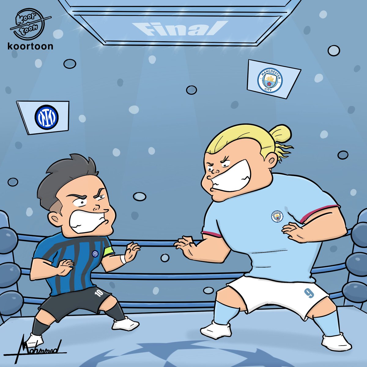 kooortooon's tweet photo. Who will win ManCity or inter in champions league final? 🔥 

من برأيك سينتصر مانشستر سيتي أم الإنتر في نهائي دوري الأبطال؟ 🔥 

#Mancity #Haaland #inter #UCLfinal https://t.co/SUCOWA8t2j