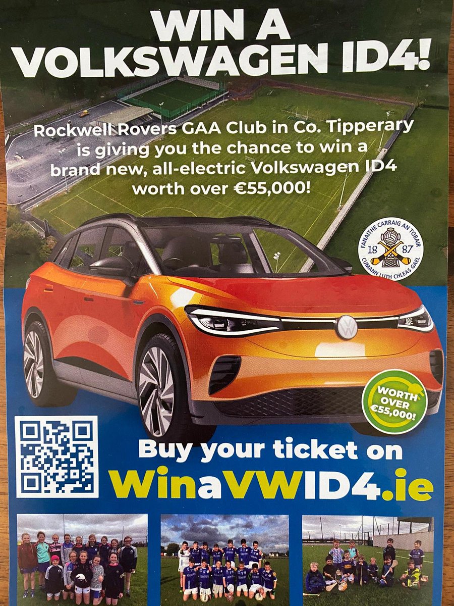 If you're not in you can't win. Twenty five euros gives you a chance to win a brand new electric and and also support @RockwellRovers GAA. Head over to winavwid4.ie to enter👇👇👇