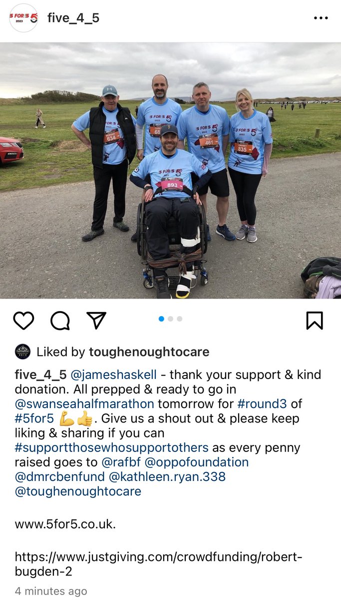 Less than 24 hours until #round3 #5for5 @Swansea_HM going to be a great day to pound the streets. Give us a shout so we can #supportthosewhosuportothers @RAFBF @OppOFoundation @dmrc_benfund @CakeLadyC4C @ToughCare justgiving.com/crowdfunding/r… 5for5.co.uk