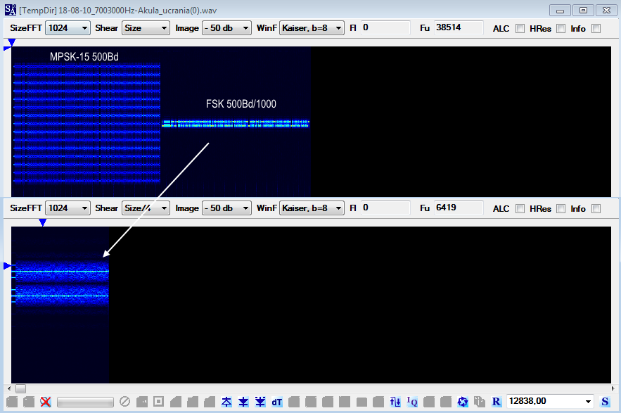 i56578_swl's tweet photo. usual Akula 500Bd/1000 FSK preceeded by 15 DBPSK modulated tones, symbol rate of 500Bd (as Akula II).
Two points:
1) Akula waveforms are used for subcomms
2) very strong signal via a near Kiev receiver
so: Rus subs in Black Sea? https://t.co/MqbmKfIyUA