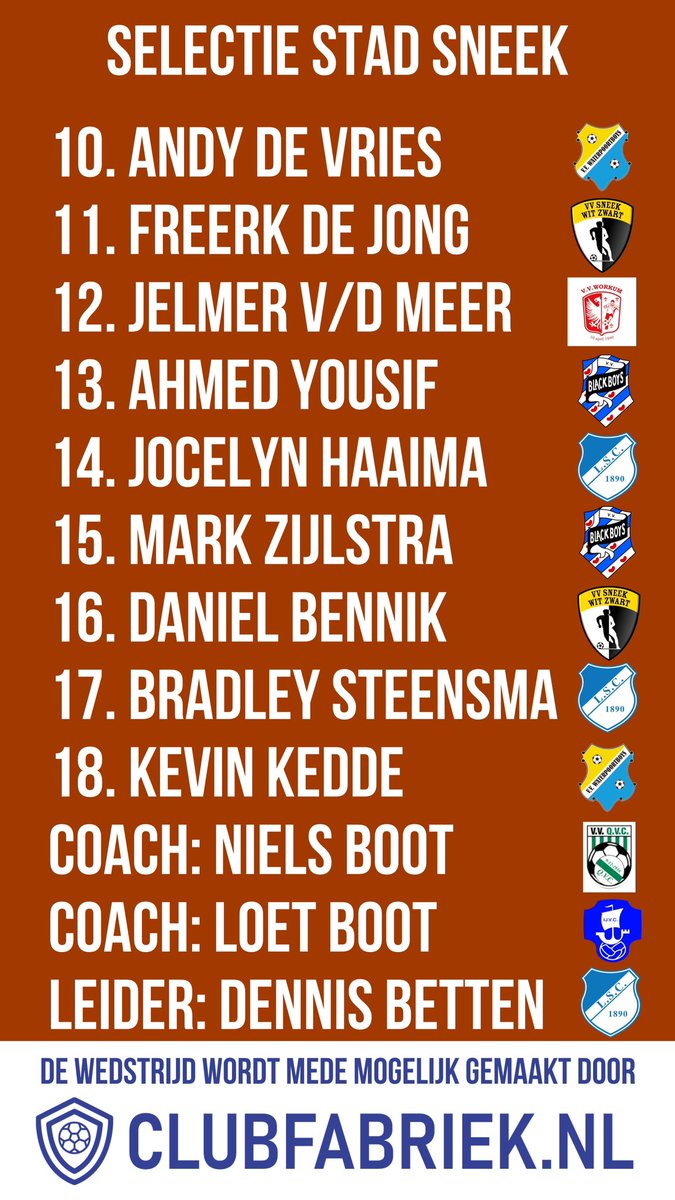 De Sneeker selectie is bekend! 

Zat.24 juni, na afloop van dag 1 van <a href="/lsc1890Classics/">LSC1890 Classics</a> , strijden de steden Sneek en Leeuwarden op ons mooie complex tegen elkaar! 

Daarbij ook de onthulling plaquette “21man”, opening van de nieuwe kleedkamers en de opgeknapte tribune.