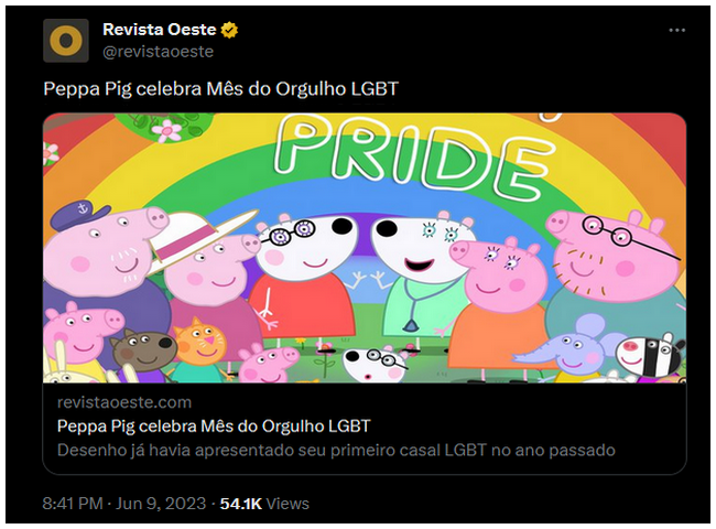  Desenho Peppa Pig celebra Mês do Orgulho LGBT e