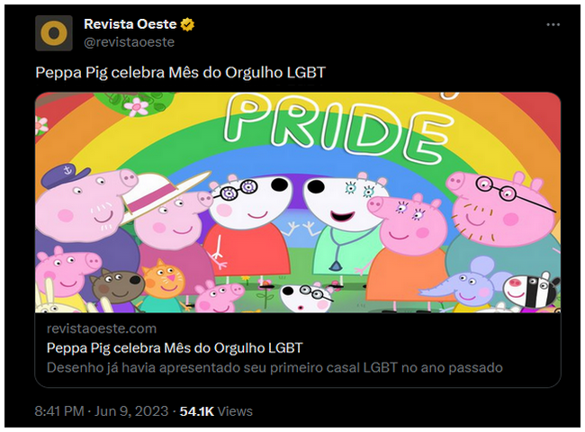 Peppa Pig celebra Mês do Orgulho LGBT