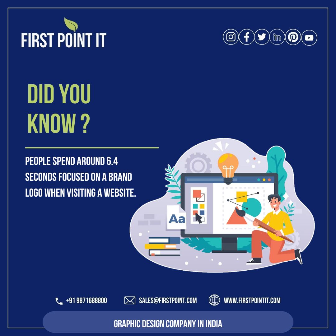 People spend around 6.4 seconds focused on a brand logo when visiting a website.
.
.
.
#didyouknow #didyouknowfacts #didyouknowfact #didyouknowthat #graphics #graphicdesign #graphicdesigner #graphicdesigning #designingservices #graphicdesignservices #graphicdesigncompany