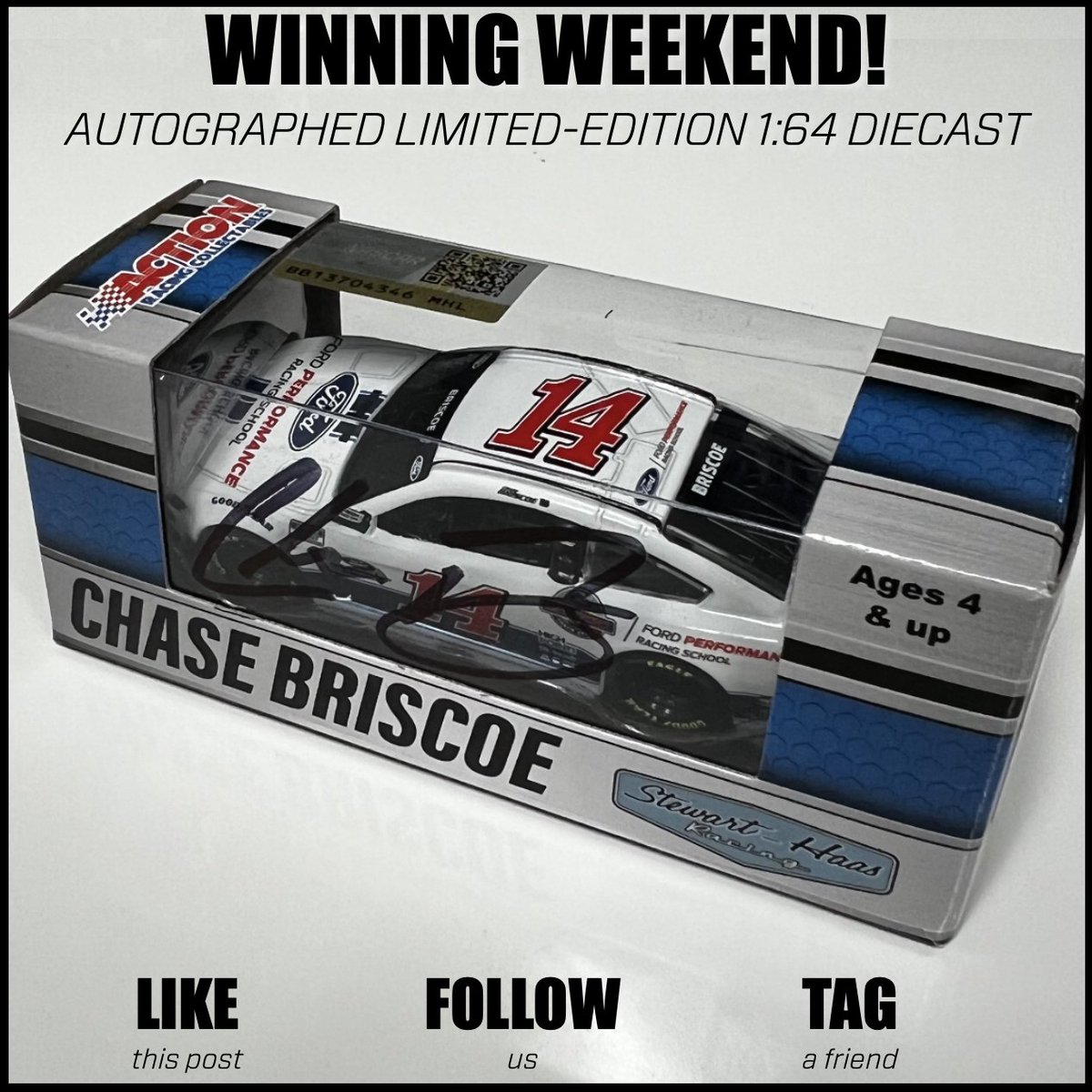 WHteamofficial's tweet photo. Like, follow, retweet &amp; tag a friend to enter to win 2️⃣ limited edition autographed @ChaseBriscoe_14 @StewartHaasRcng @FordPerformance diecasts! 

Winner gets 2️⃣ diecasts cars - 1 for you &amp; 1 for a friend!

Winner randomly selected from among all entries and notified Monday! https://t.co/eZKLfAvVMP