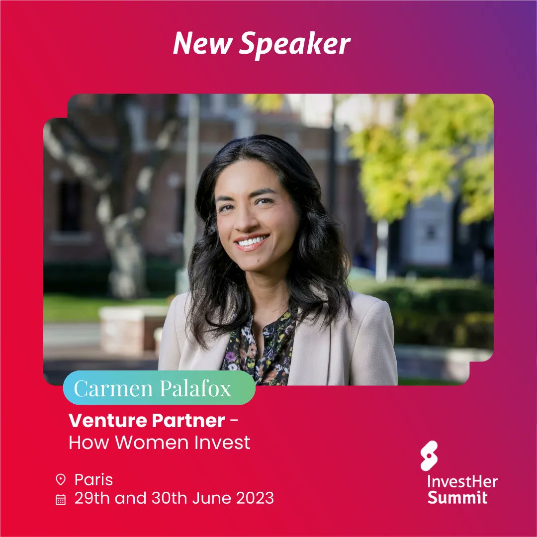 Meet @PalafoxCarmen, Venture Partner @_howwomenlead and #InvestHerSummit2023 ✨ Speaker! 20 years of experience in finance 💲, an established record of investing across ClimateTech 🌱, FinTech, HealthTech ⚕️ Learn more about her 👉buff.ly/3otVCOw #CommunityIsCapital