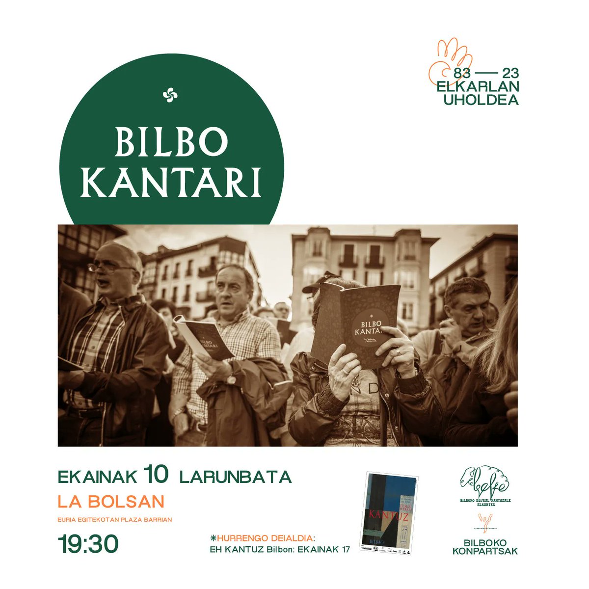 📆 GAUR!!!

🕕19:30ean

📍La Bolsa 

🥁Animatu gurekin batera abestera!

#ElkarlanUholdea

#BilboKantari