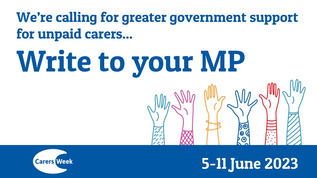 We need your help to ensure unpaid carers get the support they need this #CarersWeek! ✍️ Write to your MP and tell them to back our campaign for greater government support for carers. It takes just a couple of clicks: carersuk.e-activist.com/page/129142/ac…