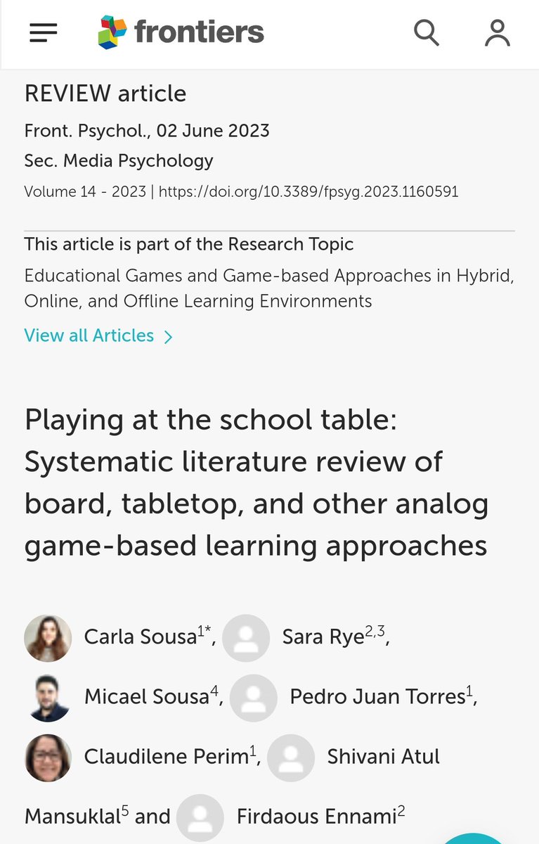 New paper about game-based approaches with board, tabletop and analogue games. One of the findings shows how scarce the usage of modern board games is. So much to explore!
It is open access:
frontiersin.org/articles/10.33…
 #seriousgames #boardgames #gamebasedlearning #gamification