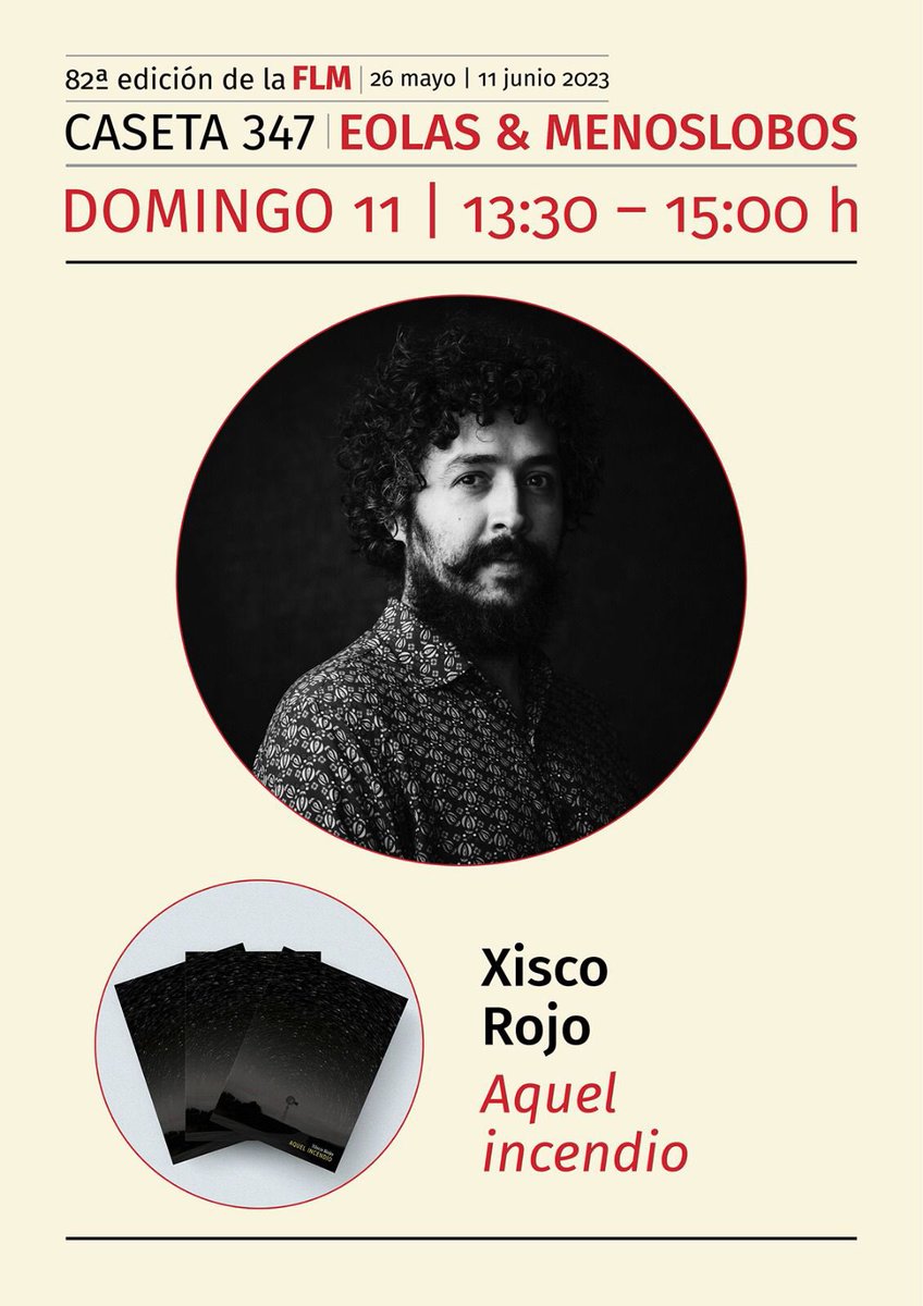 ¡ÚLTIMA LLAMADA!

Mañana a partir de las 13:30 estaré en la caseta 347 de la <a href="/FLMadrid/">Feria del Libro de Madrid</a> firmando ejemplares de ‘Aquel incendio’, el poemario que publiqué a finales del año pasado en Ediciones Venera (<a href="/ColectivoLaika/">Colectivo Laika</a> / <a href="/MrsdanversE/">MrsDanvers_edit</a>).

¡Me encantaría ver vuestras caras por allí!