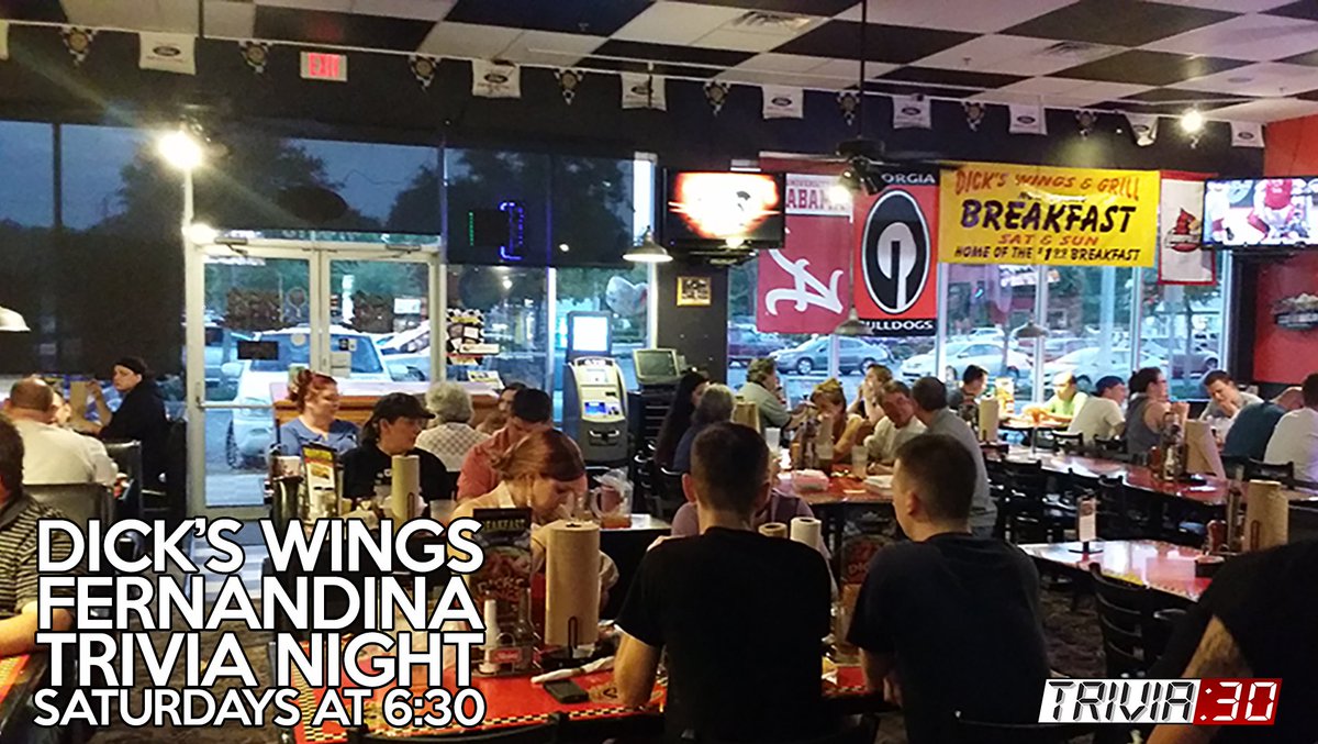 Join us this evening for Saturday night TRIVIA:30 at Dick's Wings... Free to play, prizes, and LOTS of fun!  Free answer is *Sahel*... Fun starts at 6:30...Hope to see you all there!
#trivia30 #wakeupyourbrain #trivianight #triviatime #SaturdayNight