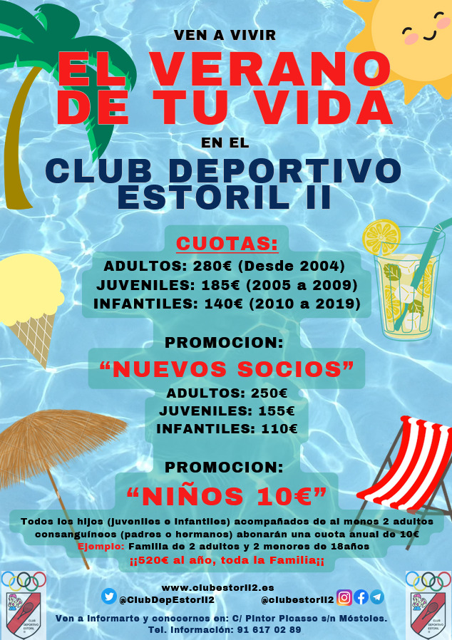 ClubDepEstoril2's tweet photo. ¡Ven a disfrutar del verano de tu vida con nosotros! https://t.co/LkKGeMIX9x