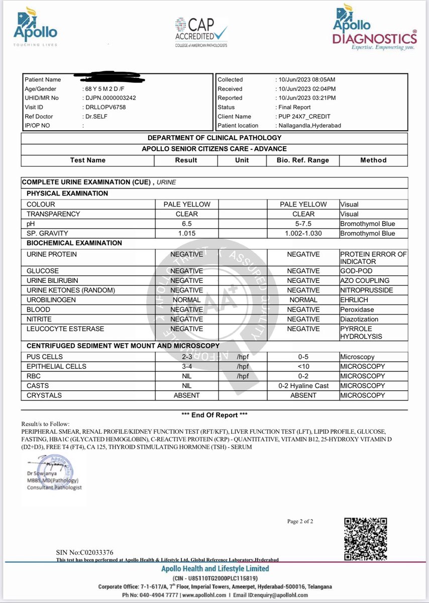 kshroon's tweet photo. @apollodiag @MoHFW_INDIA Please review matter. No urine sample collected fort my mother but signed verified report issued. Apollo diagnostics issuing report without collecting sample. I'm concerned if other reports are accurate. https://t.co/sUZ1MNFpWc