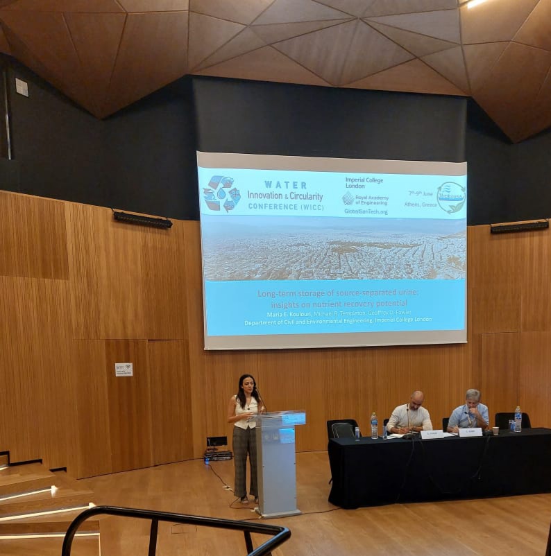 It's a wrap for #WICC2023 conference, organised by the @ntua Sanitary Engineering Lab @NtuaSel & the
@HydrousaProject! Inspiring conversations and excited to have presented our @Global_San_Tech @imperialcollege research on #nutrientrecovery from urine via #biochar adsorption.