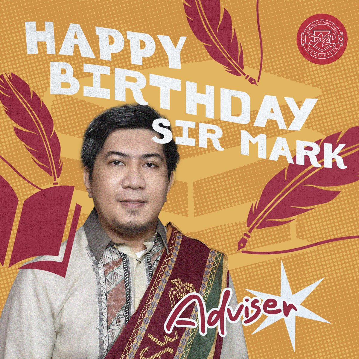 mediartrixust's tweet photo. Ang pagmamahal niya sa sining at pagsuporta sa amin ay ang nagsisilbing motibasyon para maging mahusay kami sa ibinibahagi namin sa lahat. Para sa aming adviser, lubos kaming nagpapasalamat sa iyo. Maligayang kaarawan po, Ginoong Mark! ππ
#Mediartrix26
#MDXBreakFree https://t.co/8XrpffvEZA