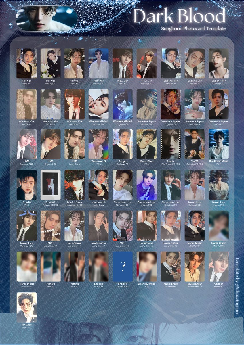 Enhypen Dark Blood Sunghoon Photocard Template Album + Benefit +