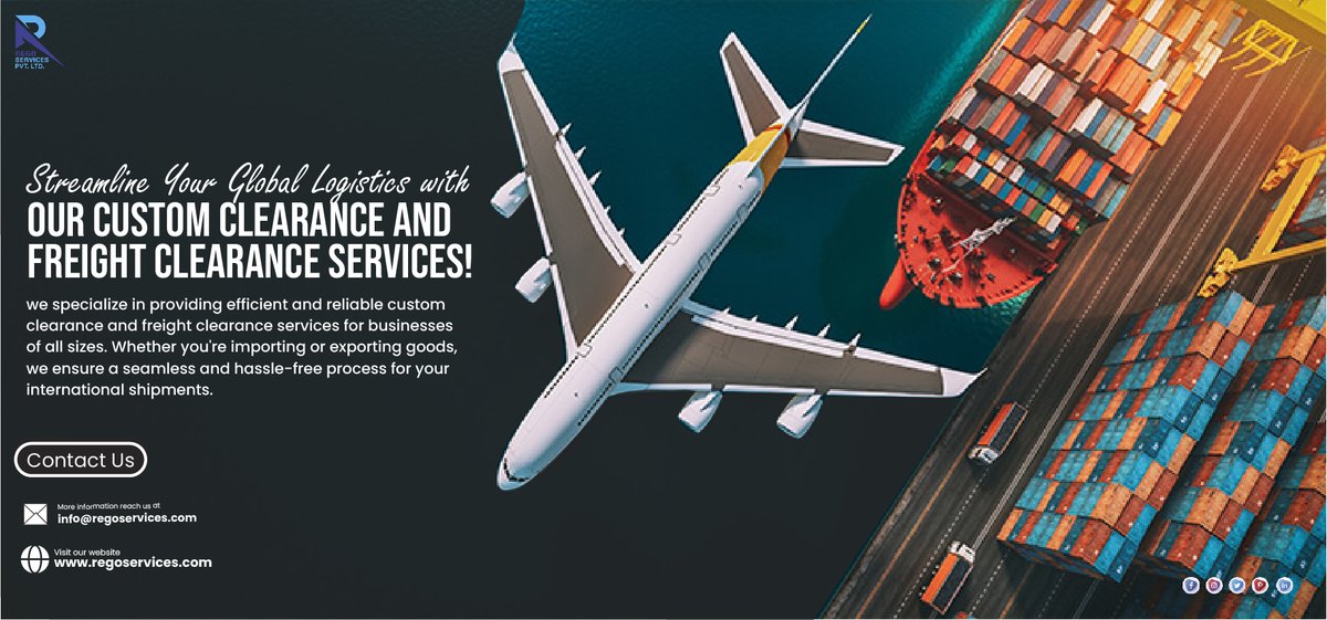 rego_services's tweet image. 🌍 Streamline global logistics with our Custom Clearance and Freight Clearance services. Ensure smooth operations and optimize your supply chain. Reliable customs clearance, expert guidance, real-time tracking, and competitive pricing. Contact us today! #LogisticsServices