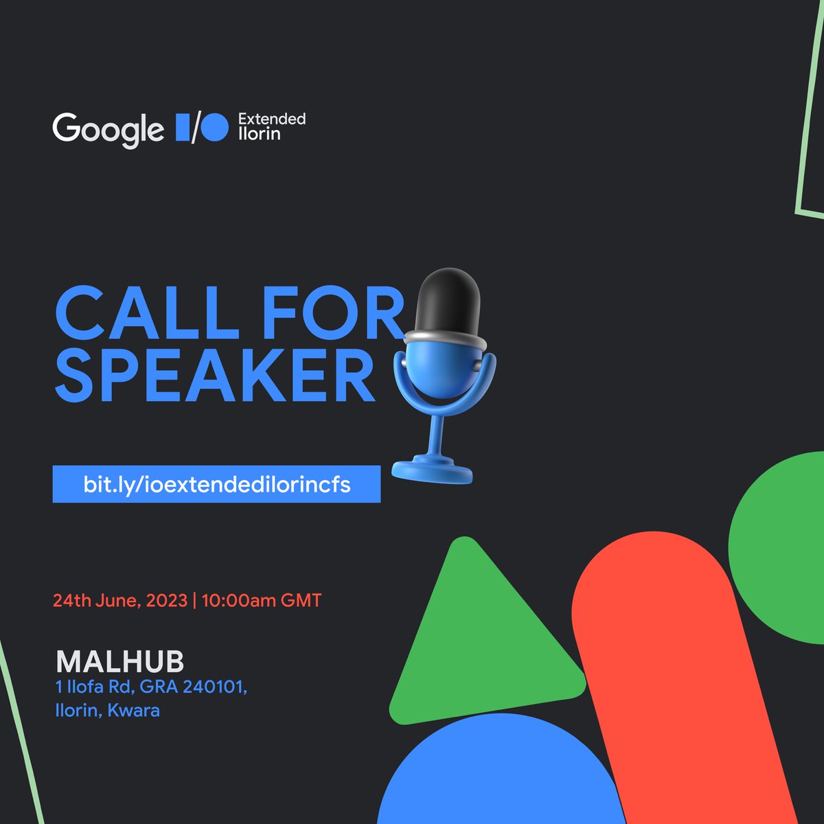 gdgIlorin's tweet image. We would love to have you speak at Google I/O extended Ilorin 2023. Apply to speak here &amp;gt;&amp;gt;&amp;gt; bit.ly/ioextendedilor…