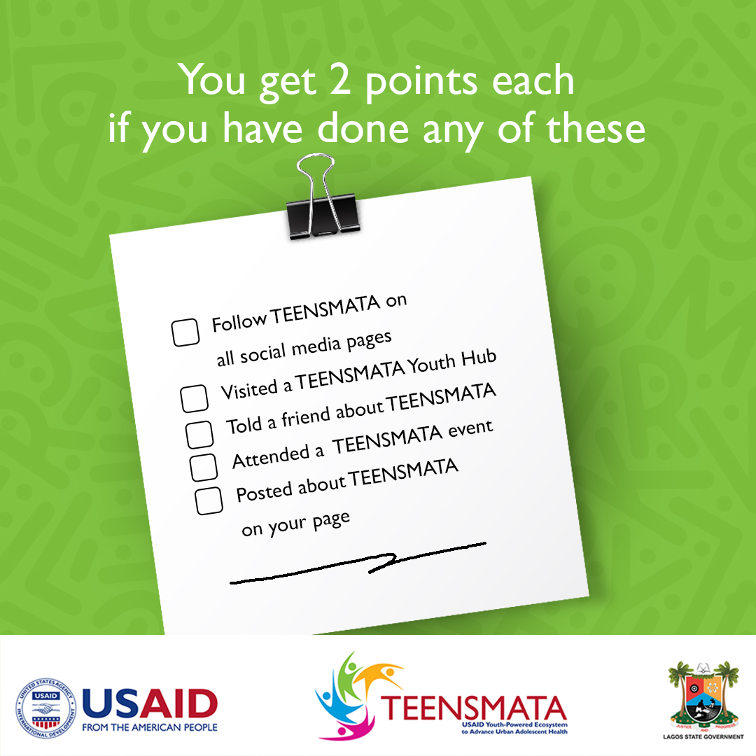 How many points do you have? Share with us in the comments.😁😁😁😁

#TEENSMATA #teenshealth #adolescenthealth #safespaces4youth