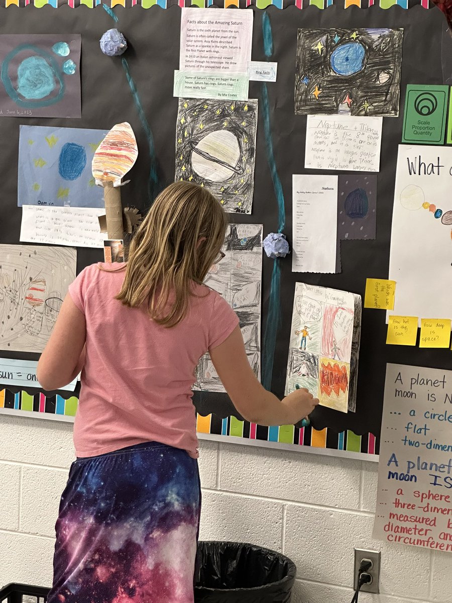 Adding some paint to show orbits if paper mache planets #studentledlearning #pbl #choice @NSTA @PlumPointESCCPS @calvertnet @CalvertUDL @janel_mcp @GiftedTawk Some big, some small contributions, we connected Ss learning to standards + vocabulary