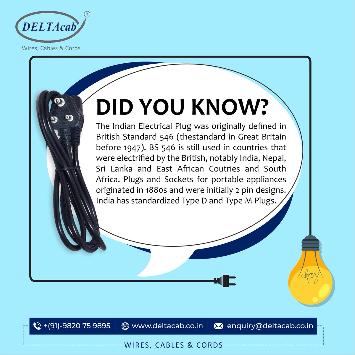 Electrifying Connections: The Remarkable Evolution of Indian Electrical Plugs.

Contact us
Call:- +91-9820759895
Email:- enquiry@deltacab.co.in
Website:- deltacab.co.in

#PlugStandardization #HistoricalConnections #IndianElectrification #Electrify
#cablewires #multicore