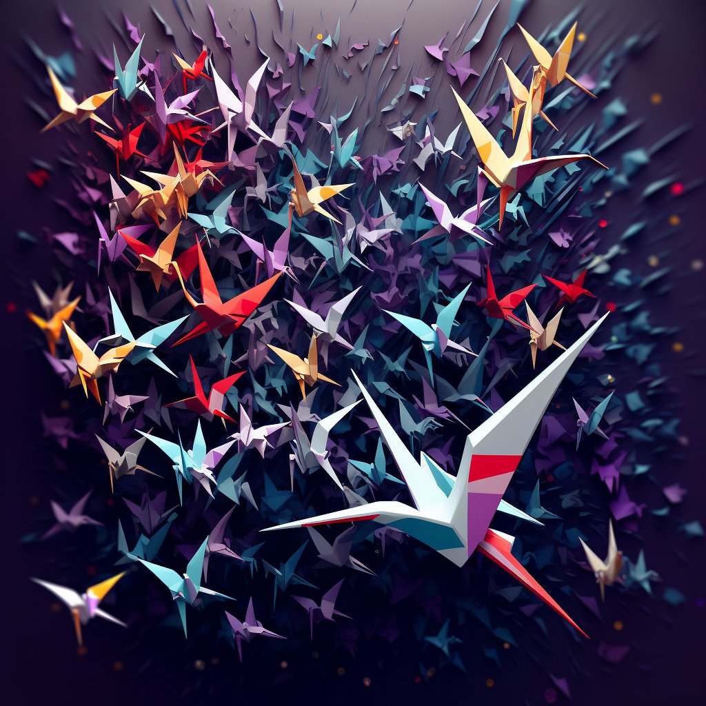 #IMD2023 Artists spotlight #WorldforPeace
@web_horizons
USA 🇺🇸

One Thousand Origami Cranes

The crane is a mystical or holy creature in Japan and is said to live for a thousand years. Cranes are also a symbol of peace and are thus often seen at war memorials.

#NFTCommunity 🔗🔽