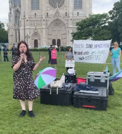 #LetWomenSpeak #LetWomenSpeakVienna - Ria (I may have spelt that wrong) - As a teacher the assault on language is making language harder and more difficult for people trying to learn and for those who are neurodivergent - it is an assault on language