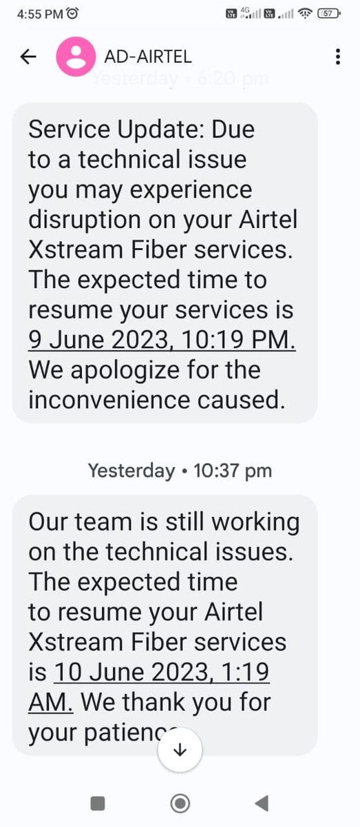 coinfundaweb's tweet photo. @airtelindia @Airtel_Presence 
Since yesterday broadband is not working. Contacted care for complaint 3 times but no one came to look into the issue. Expecting a better and speedy resolution.
DSL: 01110435507_dsl
Account: 20000884541 https://t.co/iCWHXfKNUr