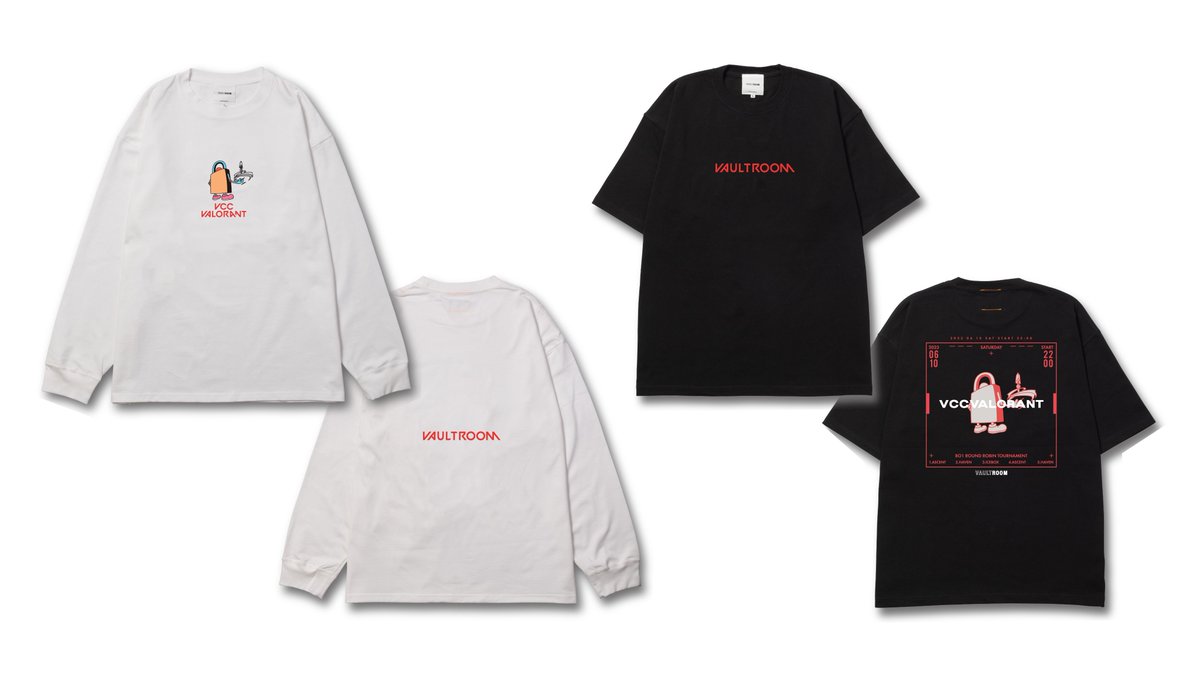 【VCCVALOキャンペーン】 VCC JETT L/S TEE VCC VALORANT S/S TEE 参加賞と同じものをRTもしくは引用RT頂いた3名の方にセットでプレゼント致します🎁🙏 ※Riot Games様に許可を頂き作成しております #vccvalo #vaultroom