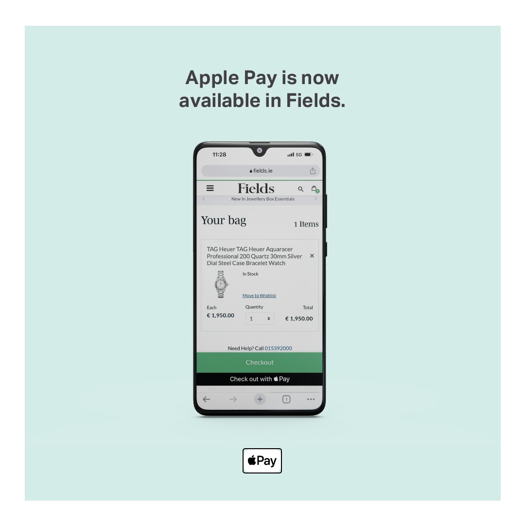 You can now checkout with ease on Fields.ie using Apple Pay! 🍏 Just add any product to your basket and the option will appear 
📱