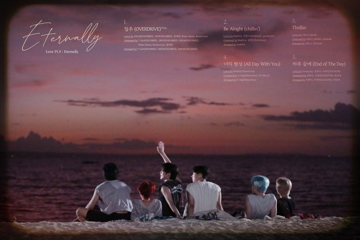 WEi__Official's tweet photo. 위아이(WEi) 

6th Mini Album
[Love Pt.3 : Eternally]

TRACK LIST

2023.06.29 6PM (KST)

#위아이 #WEi
#Eternally #질주 #OVERDRIVE https://t.co/8CXRTh87y2