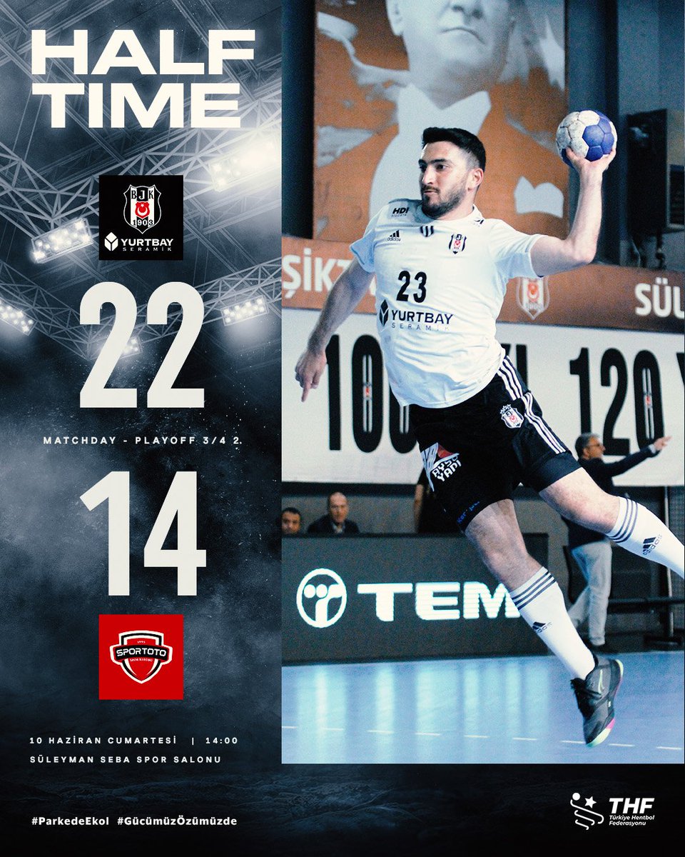 İlk yarıyı önde kapatıyoruz. 🦅

Beşiktaş Yurtbay Seramik - Spor Toto SK: 22-14

#GücümüzÖzümüzde | #ParkedeEkol