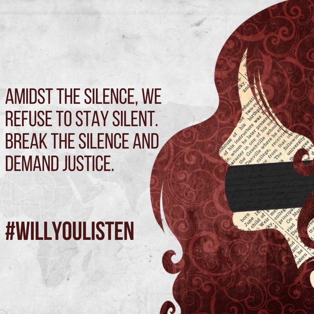 advaitavb's tweet photo. Amid the silence, we refuse to stay silent. Break the silence and demand justice. 

#willyoulisten https://t.co/tBn1mv567N