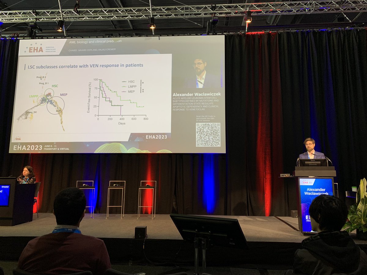 Team Trumpp <a href="/hi_stem_lab/">HI-STEM - Cancer and Stem Cells in Heidelberg</a> celebrating <a href="/AlexWaclawiczek/">Alexander Waclawiczek</a> and his talk about leukemia stem cell phenotypes and bcl2 family proteins at #EHA2023 !
3 talks from <a href="/DKFZ/">DKFZ</a> and <a href="/uniklinik_hd/">Universitätsklinikum Heidelberg</a> in 1 outstanding session! <a href="/dblipka1/">Daniel Lipka (@dblipka.bsky.social)</a>