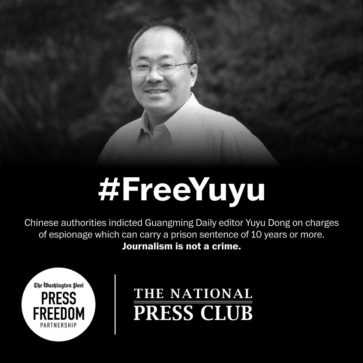A well-known journalist at Guangming Daily, Yuyu Dong has expressed support for reforms in China. This past March, Mr. Dong was indicted by Chinese authorities on charges of espionage. We urge the Chinese authorities to release Yuyu Dong immediately. #FreeYuyu @PressClubDC