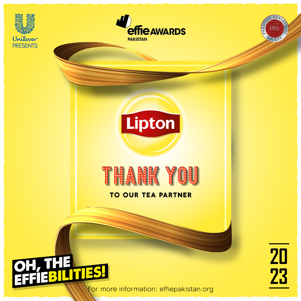 EffiePakistan's tweet image. Thank you to Lipton for being our Tea Partner and for their contribution.

#OhTheEffiebilities #EffiesPakistan2023 #Effies2023